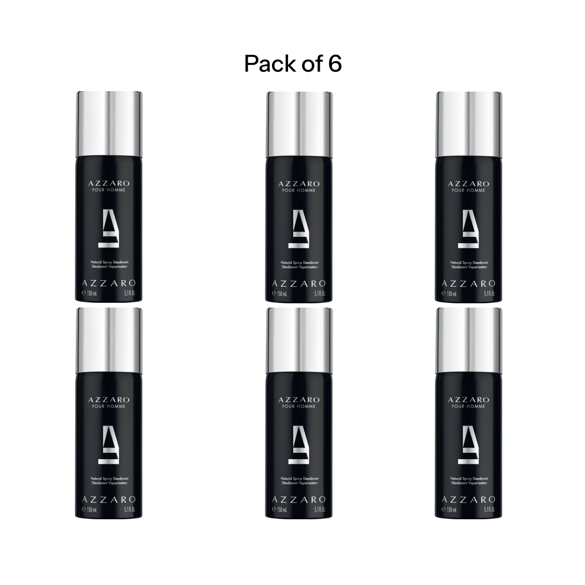 6*150ml Azzaro - para Hombre - Desodorante Spray para Hombre