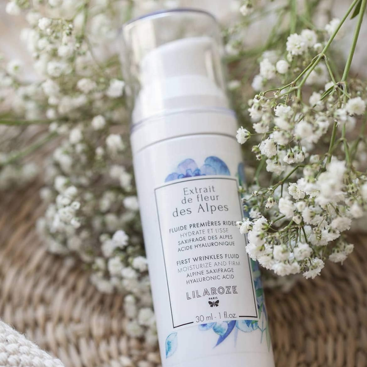 30ml Lilaroze Paris - Fluide Première Rides Extrait de Fleur Des Alpes Hydrate et Lisse Acide Hyaluronique