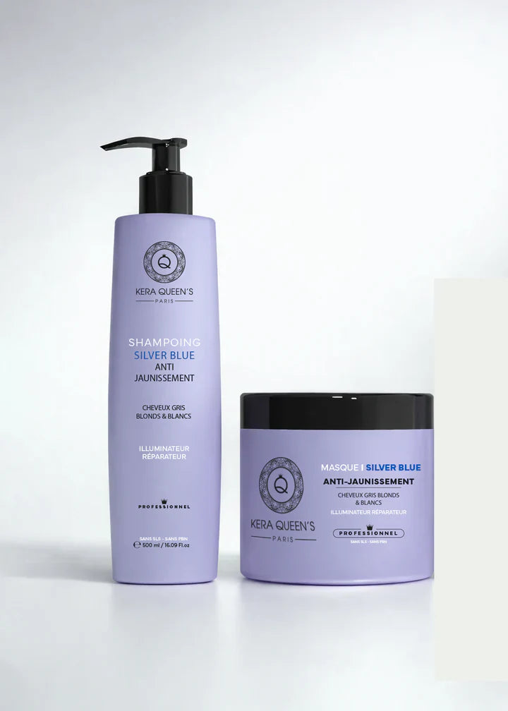 Kera Queen's - Silver Blue anti jaunissement Shampoing 500ml + Masque 500ml