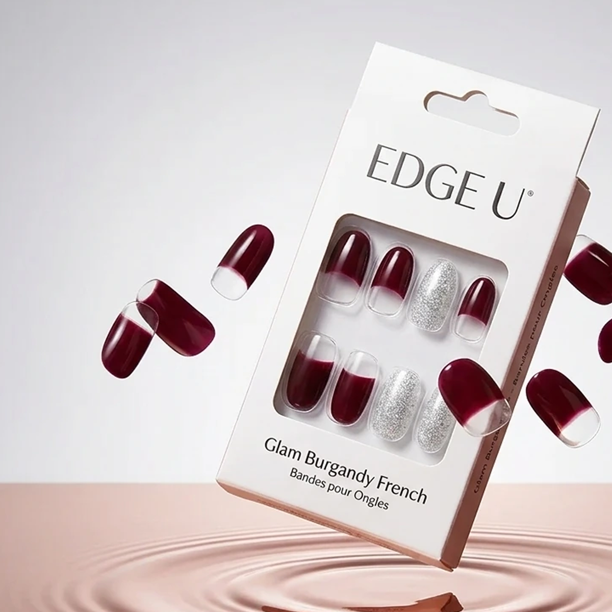 EDGE U - Glam Burgandy French - Bandes pour Ongles