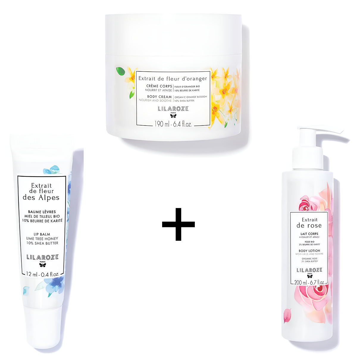 Lilaroze Paris - Pack Eau Micellaire Extrait de Rose Nettoie et Démaquille Bio + Gel Mains Nettoyant Extrait de Fleur d'Oranger +  Crème Mains Extrait de Fleur Des Alpes Nourrit et Protège