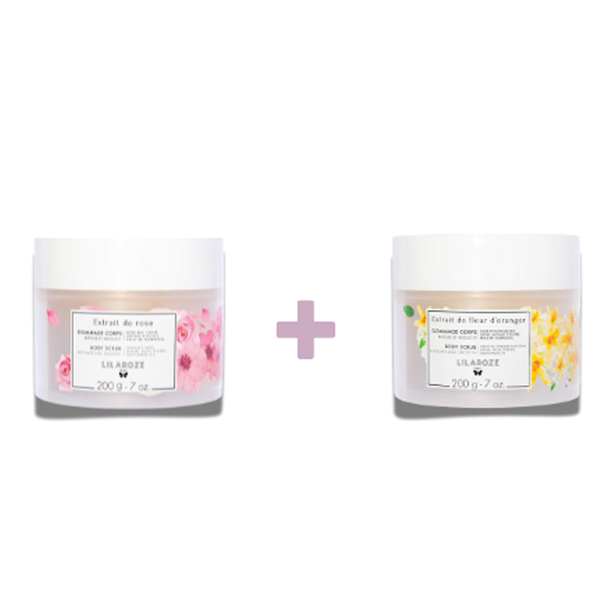 Lilaroze Paris - Gommage Corps Extrait de Rose Bio + Gommage Corps Extrait de Fleur D'oranger Bio