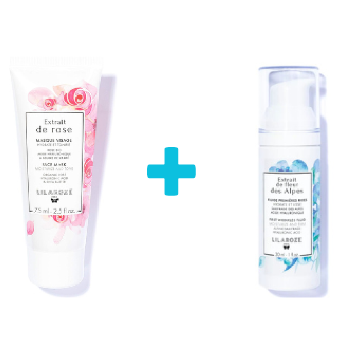 Lilaroze Paris - Pack Masque Visage Extrait de Rose Hydrate et Tonifie +  Fluide Première Rides Extrait de Fleur Des Alpes Hydrate et Lisse Acide Hyaluronique