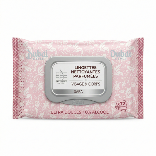 Dubai Style -  Sara - Lingettes Humides Parfumees Visage et Corps x72 Lingette