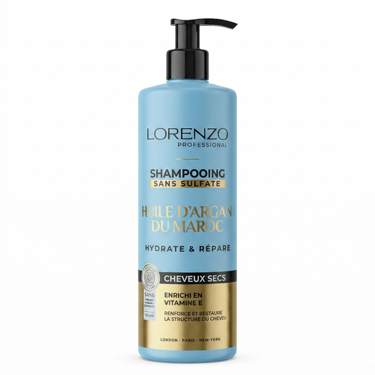500 ml Lorenzo Professional -  Shampooing Sans Sulfate a l'Huile d'Argan Du Maroc