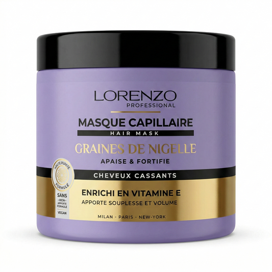 500ml Lorenzo Professional - Huile de Graines de Nigelle - Masque Capillaire cheveux cassants