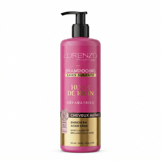 500ml Lorenzo Professional - Shampooing Sans Sulfate a l'Huile de Ricin