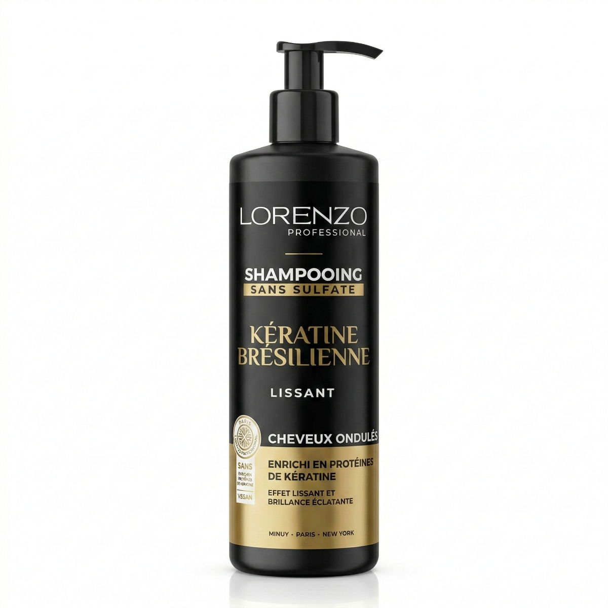 500ml Lorenzo Professional - Shampooing Sans Sulfate a la Kératine Brésilienne