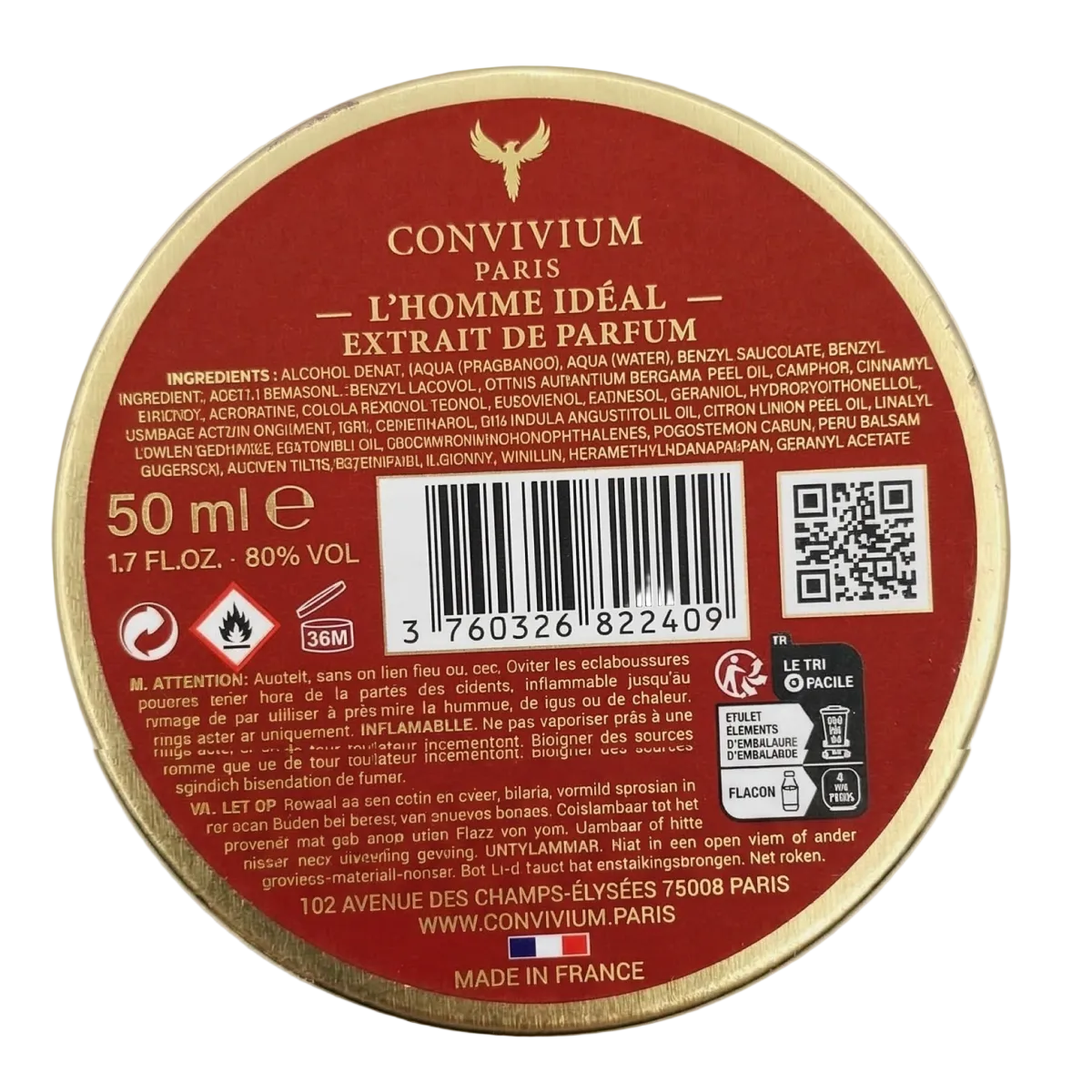 50ml Convivium Paris - L'homme Idéal - Extrait de Parfum Mixte