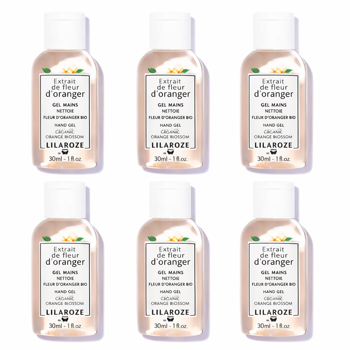24 * 30ml Lilaroze Paris - Gel Mains Nettoie Extrait de Fleur D'oranger