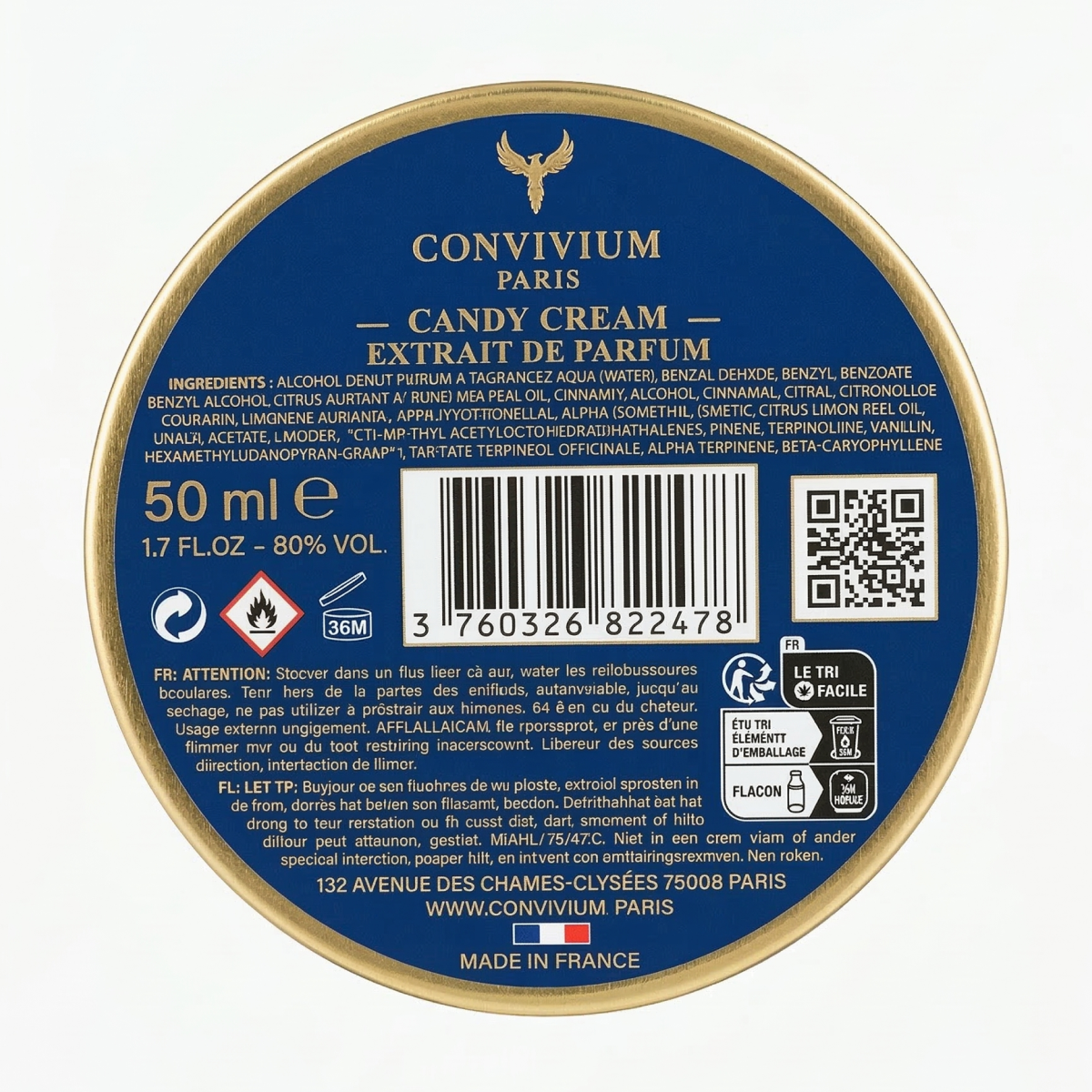 50ml Convivium Paris - Candy Cream - Extrait de Parfum Mixte