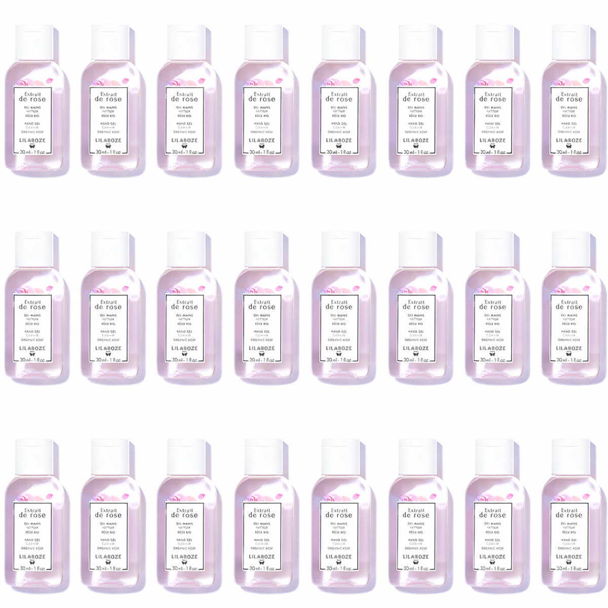 24 * 30ml Lilaroze Paris - Gel Mains Nettoyant Extrait de Rose