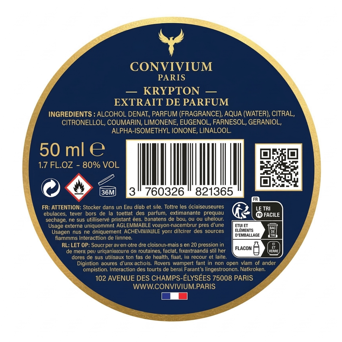 50ml Convivium Paris - Krypton - Extrait de Parfum Mixte