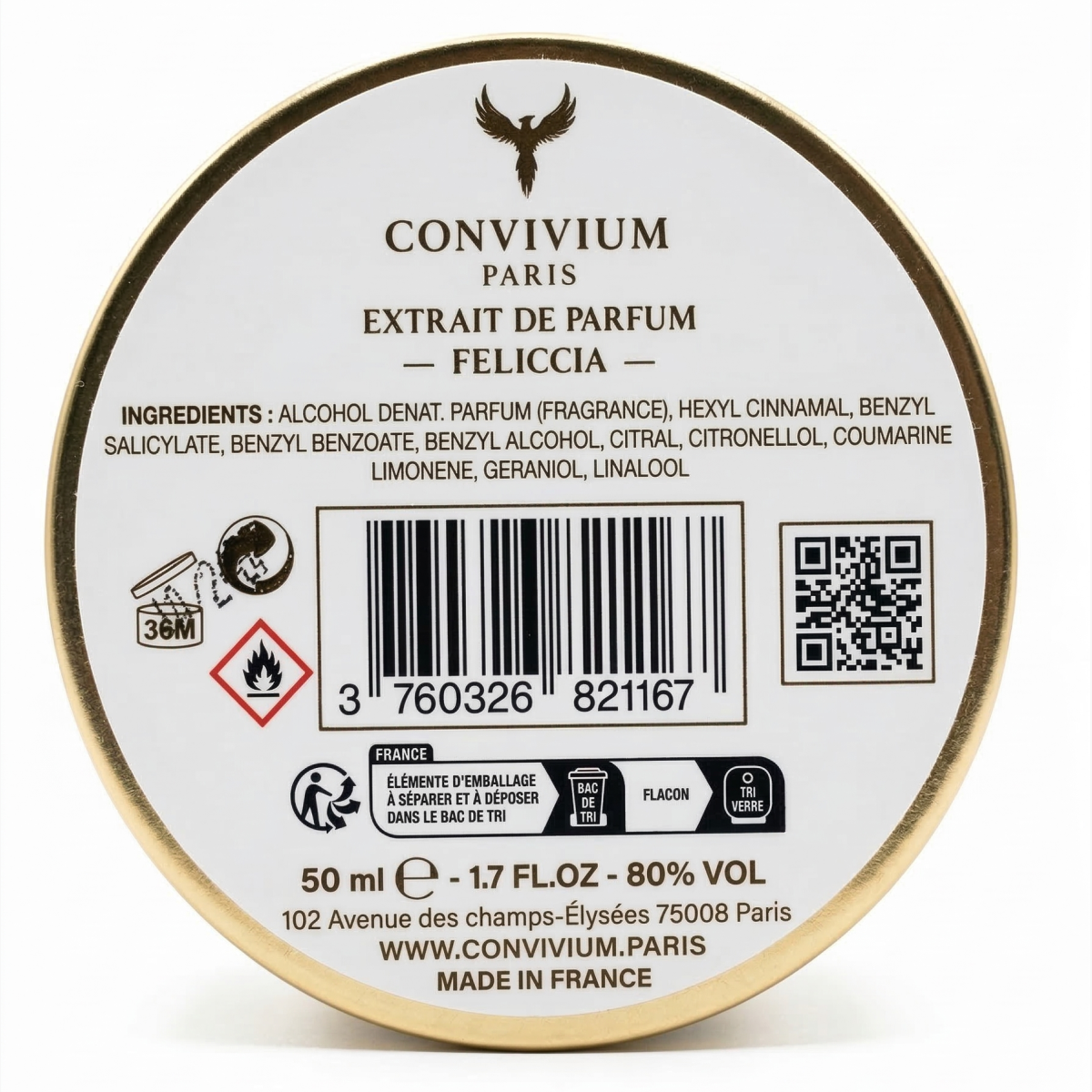50ml Convivium Paris - Feliccia - Extrairt de Parfum Mixte