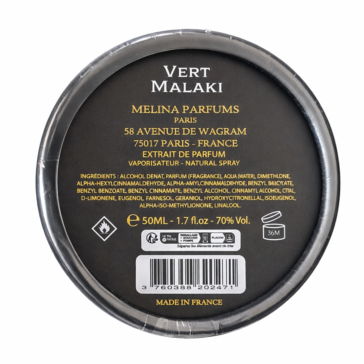 50ml Melina Parfums - Vert Malaki - Extrait de Parfum Mixte