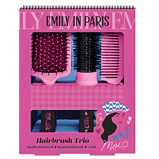 Emily in Paris - Hair Care Trio - Round Brush, Paddle Brus & Comb
