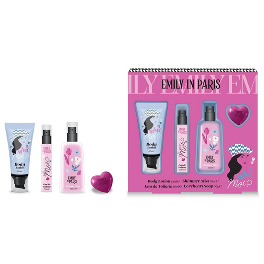 Emily in Paris - Estuche Loción Corporal + Shimmer Mist + Eau de Toilette + Loveheart Soap
