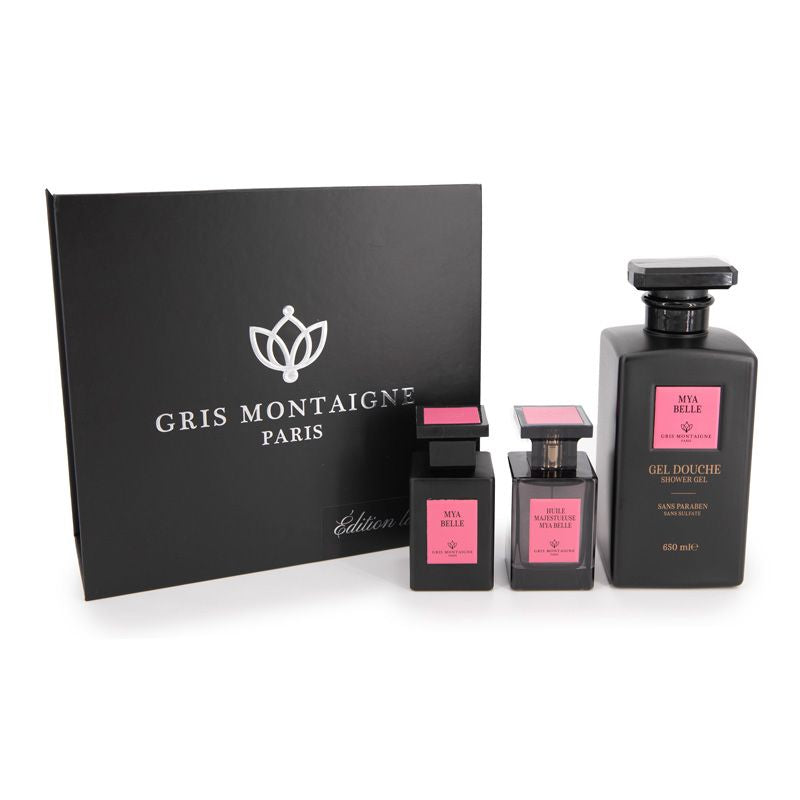 Gris Montaigne - Set de Regalo Gel de Ducha Mya Belle 650ml + Perfume 75ml + Aceite 75ml