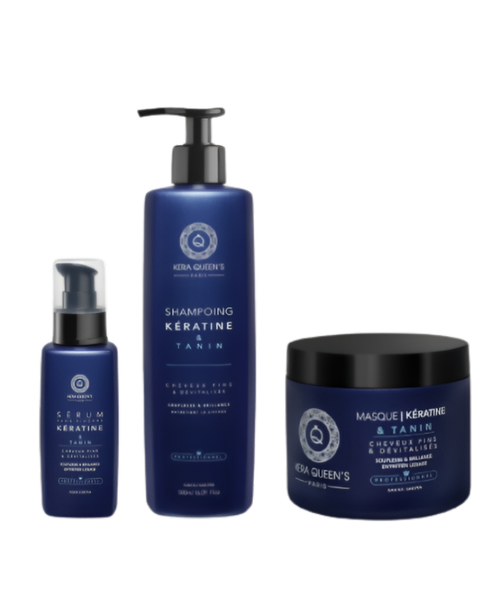 Kera Queen's - Trío Tanino y Queratina - Champú 500ml + Mascarilla 500ml + Sérum 100ml