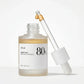 Professional skincare product photography. Anua Heartleaf 80% Soothing Ampoule 30ml bottle with the dropper pipette pulled out and placed next to it. A single, clean amber droplet is visible at the tip of the glass pipette. Hyper-realistic glass shader, natural liquid texture, sharp details on the bottle label. Bright studio lighting, isolated on a seamless, pure white background. (gemini-3-pro-image-preview)