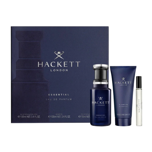 Hackett - Estuche Essential para Hombre - Eau de Parfum 100 ml + Gel de Ducha 100 ml + Eau de Parfum 10 ml