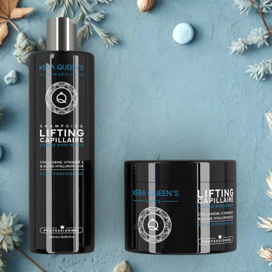 Kera Queen's - Duo Lifting collagène vitamine E & hyaluronique Champú 500ml + Mascarilla 500ml