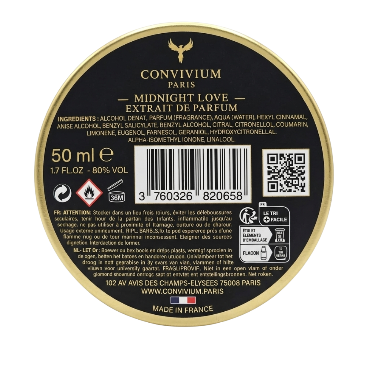 50ml Convivium Paris - Midnight Love - Extrait de Parfum Mixte