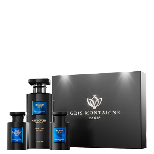 Gris Montaigne - Set Gel de Ducha Midnight Blue 650ml + Perfume 75ml + Aceite 75ml