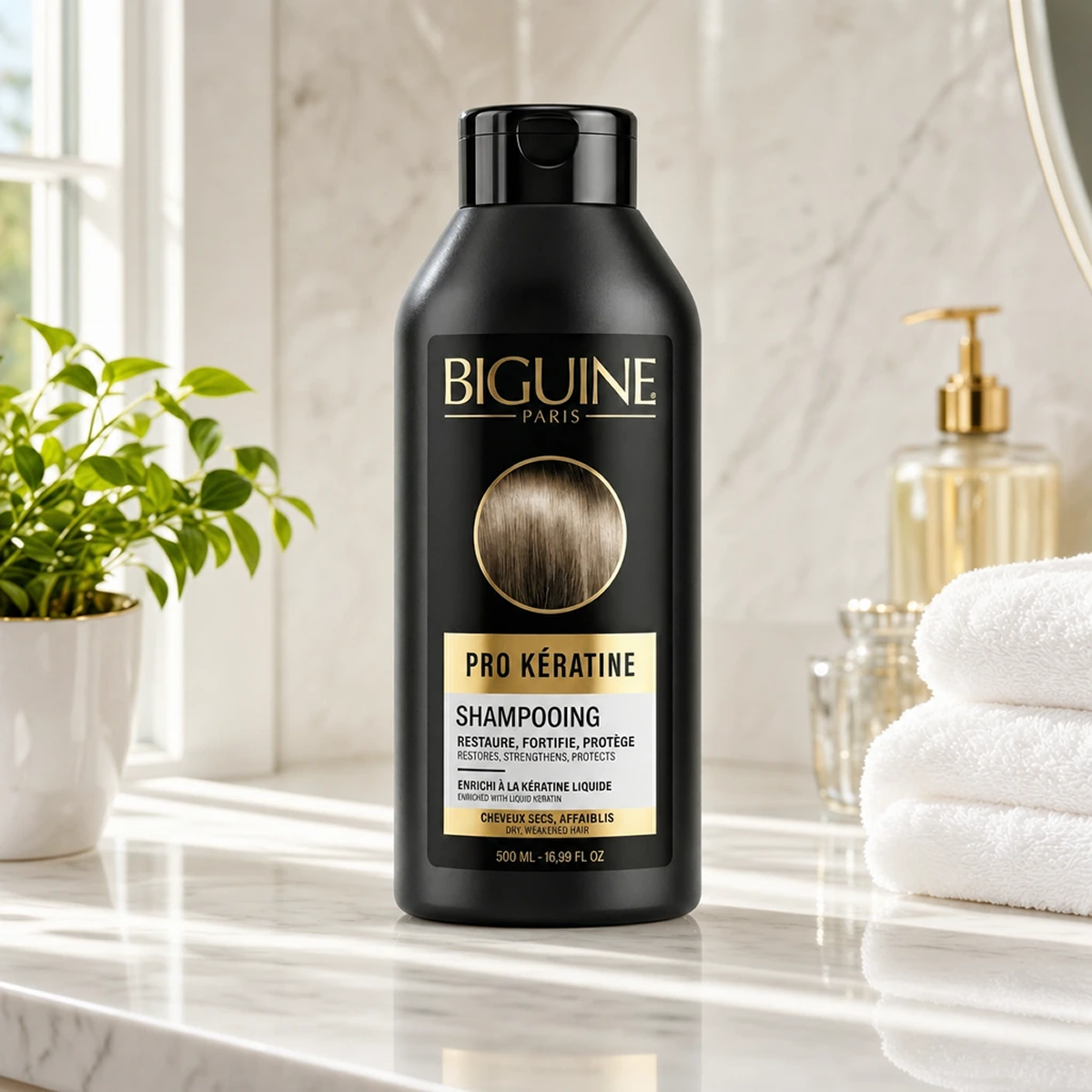 500 ml Biguine Paris - Pro Kératine - Shampooing Cheveux Secs Affaiblis