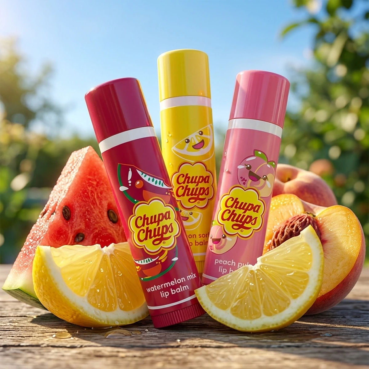 Chupa Chups - Watermelon Mix + Lemon Sorbet + Peach Pulp - Lip Balm