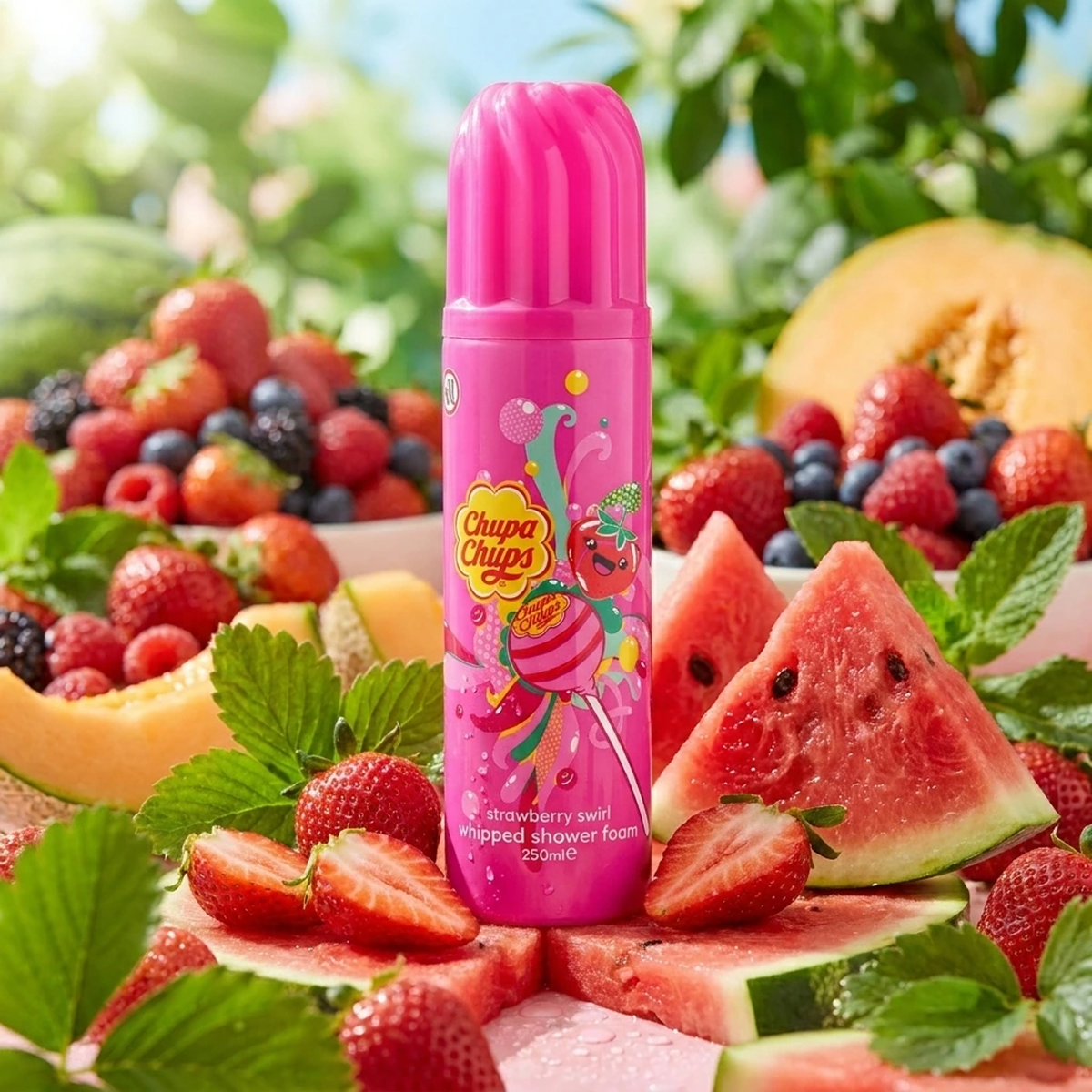 250ml Chupa Chups - Strawberry Swirl - Whipped Shower Foam