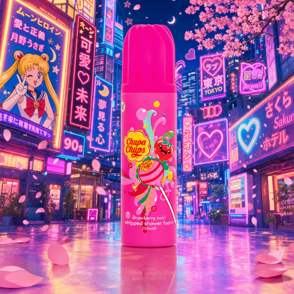 250ml Chupa Chups - Strawberry Swirl - Whipped Shower Foam