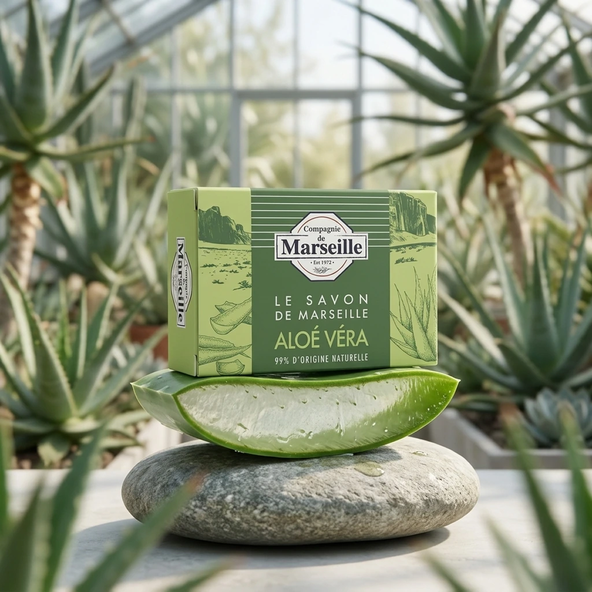 Compagnie de Marseille - Aloe Vera - Savon de Marseille 99% d'Origine Naturelle